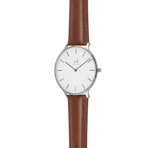 <h1 style="color:black;font-size:18px;">SILVER / BROWN LEATHER<br> <h1 style="color:grey;font-size:16px;">44MM</h1>
